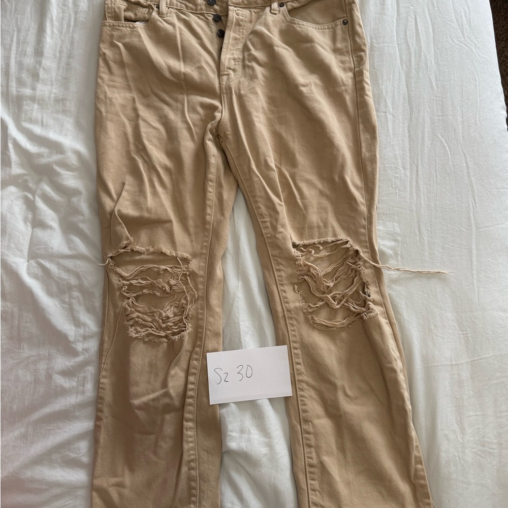 Trendy Tan Ripped Jeans